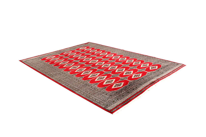 Red Pakistani Jaldar Rug 6' 3" x 8' 6" Hand-Knotted | No. QA17533