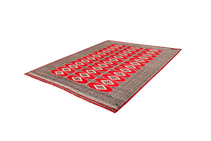 Red Pakistani Jaldar Rug 6' 3" x 8' 6" Hand-Knotted | No. QA17533