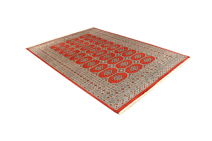 Tomato Orange Pakistani Jaldar Rug 6' x 8'6" Hand-Knotted | No. QA17619