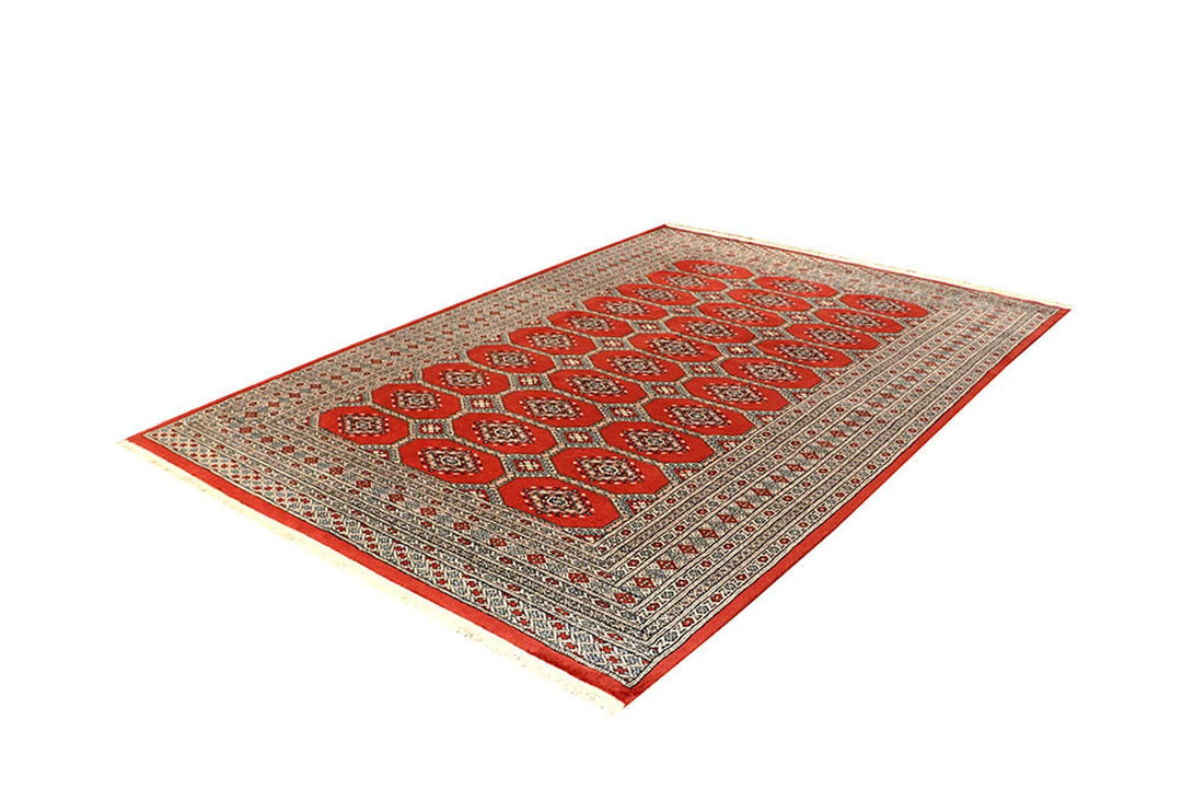 Tomato Orange Pakistani Jaldar Rug 6' x 8'6" Hand-Knotted | No. QA17619
