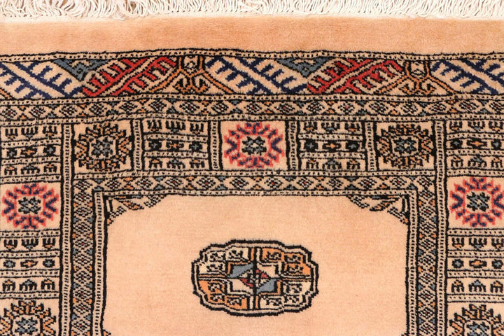 Antique White Pakistani Bokhara Rug 2' 7" x 10' 9" Hand-Knotted | No. QA17621