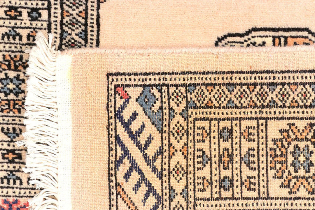 Antique White Pakistani Bokhara Rug 2' 7" x 10' 9" Hand-Knotted | No. QA17621