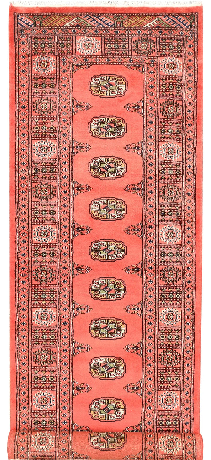 Tomato Pakistani Bokhara Runner 2' 7" x 9' 3" Hand-Knotted | No. QA17665