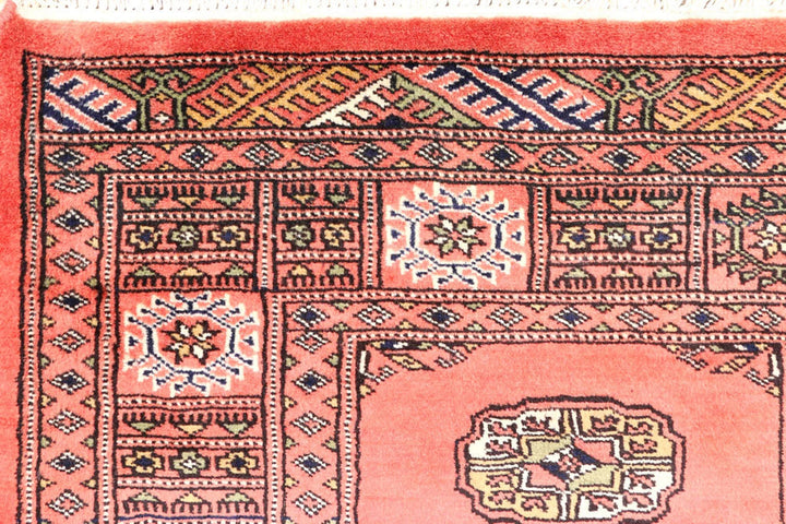 Tomato Pakistani Bokhara Runner 2' 7" x 9' 3" Hand-Knotted | No. QA17665