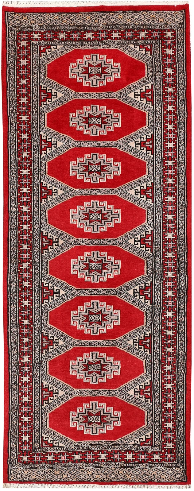 Red Pakistani Jaldar Rug 2' 2" x 5' 5" Hand-Knotted | No. QA17677