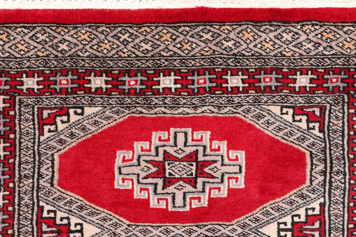 Red Pakistani Jaldar Rug 2' 2" x 5' 5" Hand-Knotted | No. QA17677
