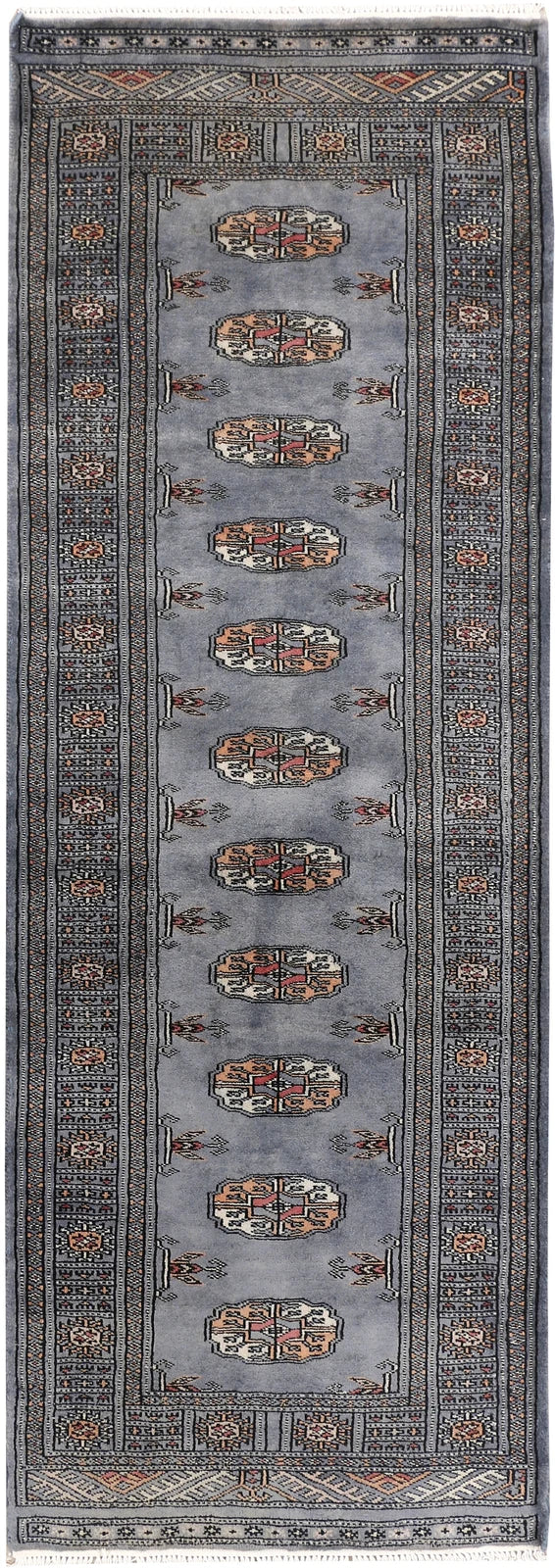 Grey Pakistani Bokhara Rug 2' 1" x 5' 11" Hand-Knotted | No. QA17695
