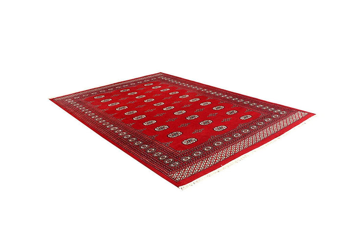 Red Pakistani Bokhara Rug 6'2" x 9'1" Hand-Knotted | No. QA17745