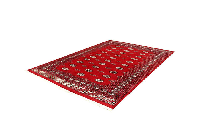 Red Pakistani Bokhara Rug 6'2" x 9'1" Hand-Knotted | No. QA17745