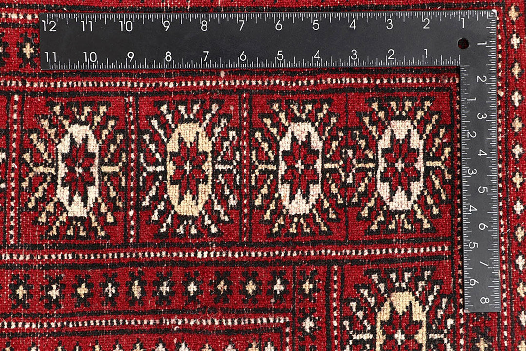 Red Pakistani Bokhara Rug 6'2" x 9'1" Hand-Knotted | No. QA17745