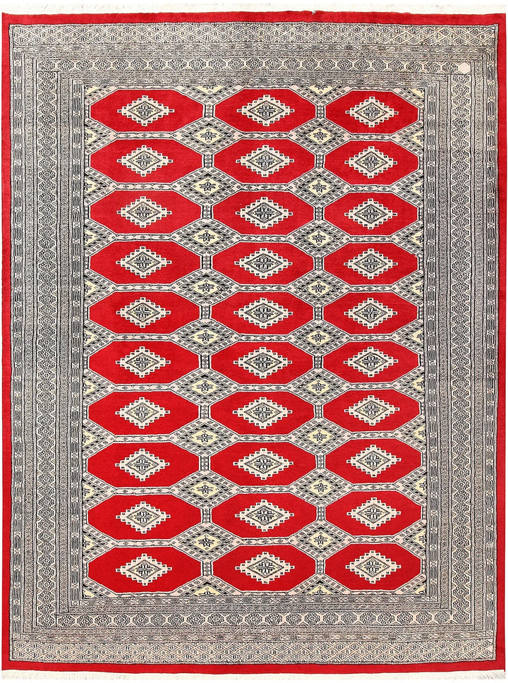 Red Pakistani Jaldar Rug 6' 3" x 8' 2" Hand-Knotted | No. QA17793
