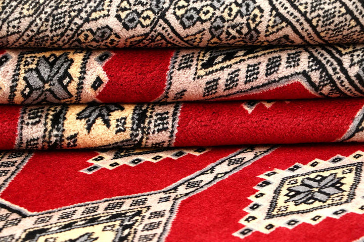 Red Pakistani Jaldar Rug 6' 3" x 8' 2" Hand-Knotted | No. QA17793