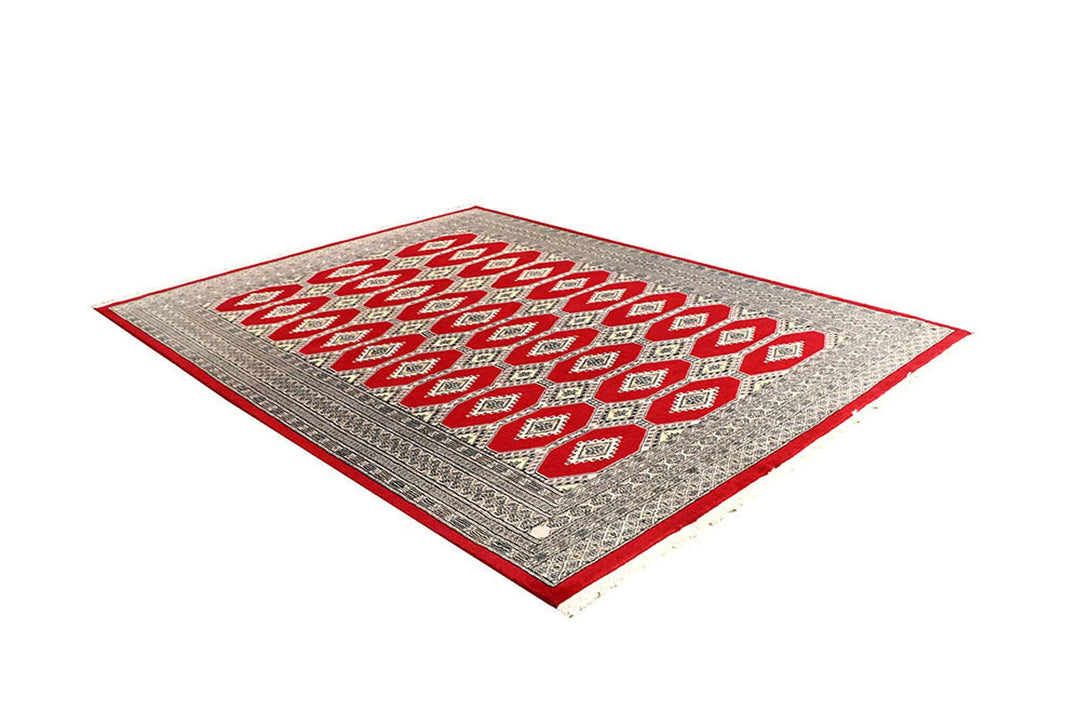 Red Pakistani Jaldar Rug 6' 3" x 8' 2" Hand-Knotted | No. QA17793