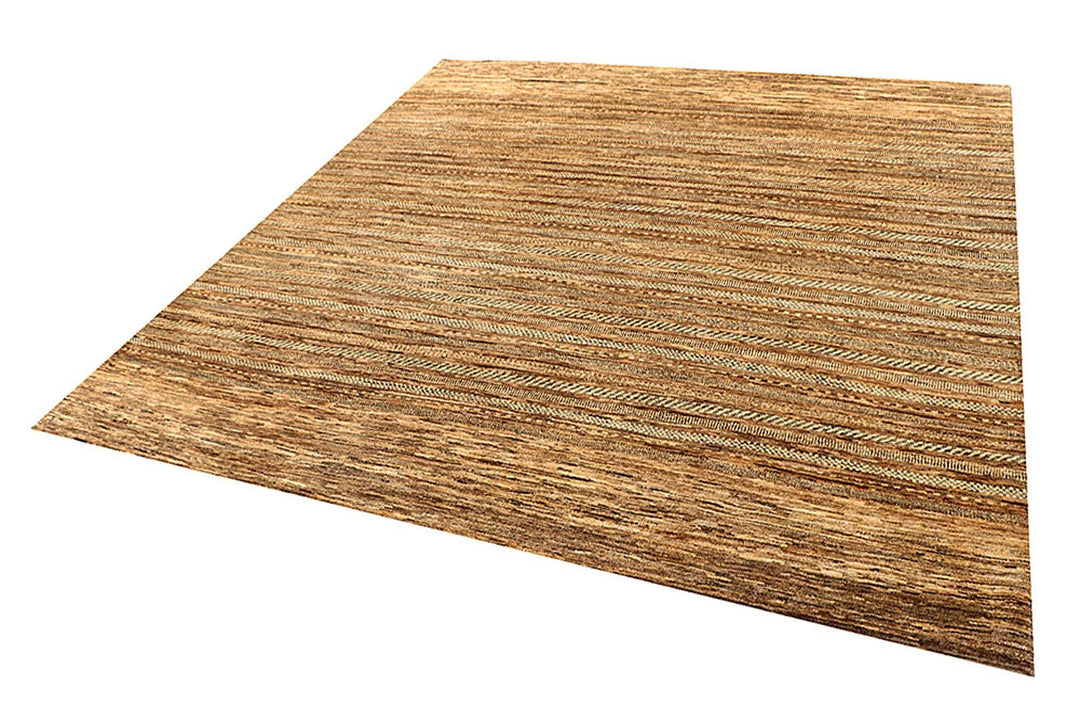 Brown Pakistani Gabbeh Rug 8' x 9' 6" Hand-Knotted | No. QA17960