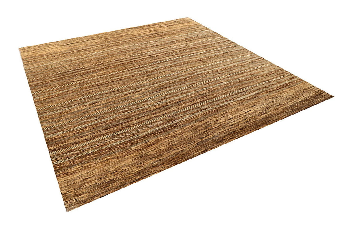 Brown Pakistani Gabbeh Rug 8' x 9' 6" Hand-Knotted | No. QA17960