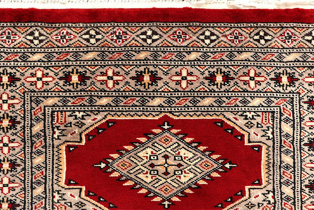 Red Pakistani Jaldar Rug 2' 8" x 12' 8" Hand-Knotted | No. QA18031