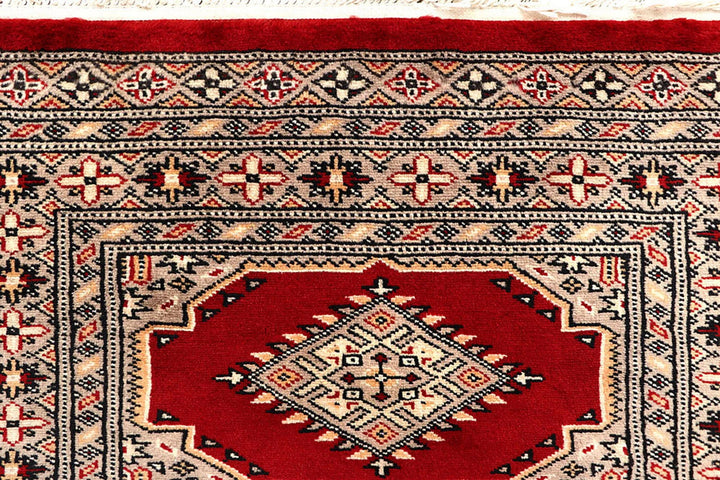 Red Pakistani Jaldar Rug 2' 8" x 12' 8" Hand-Knotted | No. QA18031