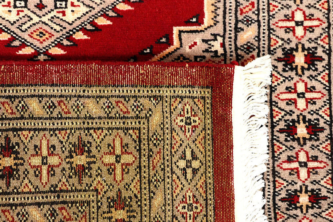 Red Pakistani Jaldar Rug 2' 8" x 12' 8" Hand-Knotted | No. QA18031