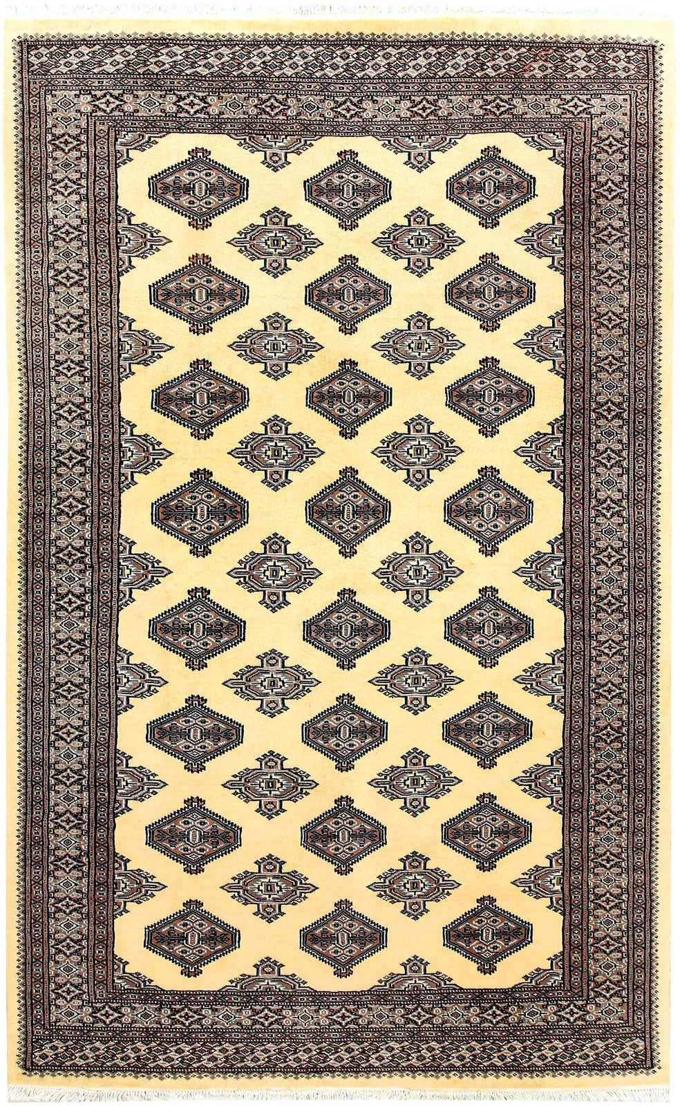 Yellow Pakistani Jaldar Rug 5' x 8' 1" Hand-Knotted | No. QA18190