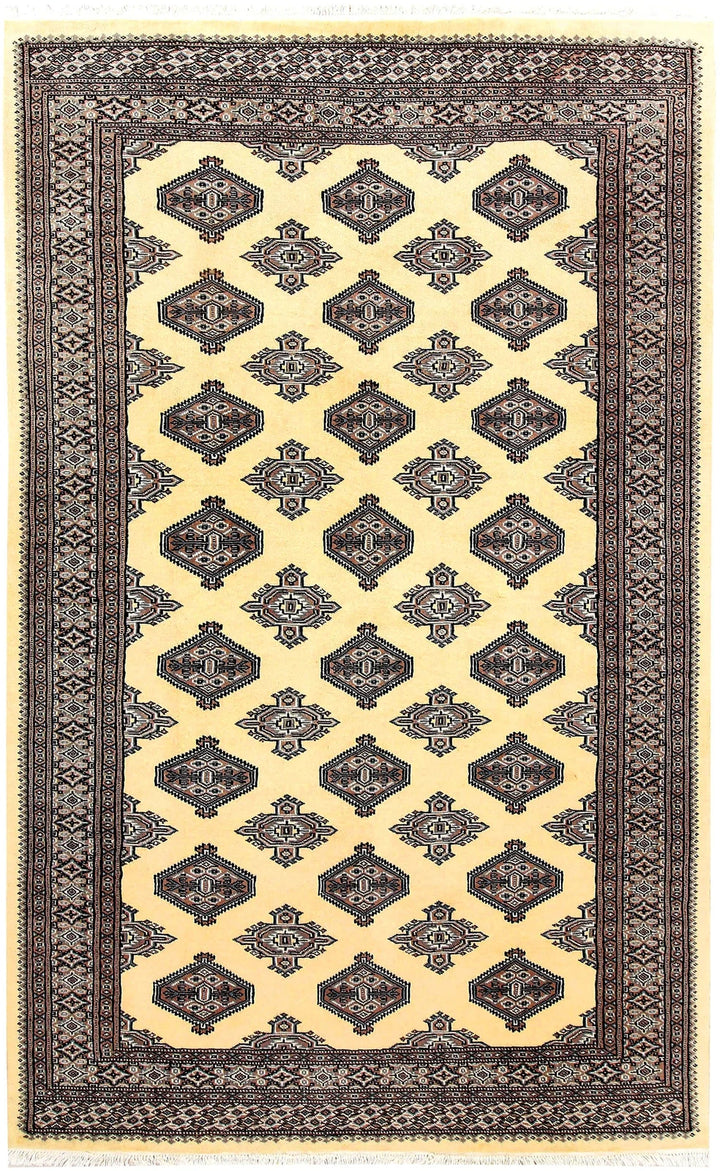 Yellow Pakistani Jaldar Rug 5' x 8' 1" Hand-Knotted | No. QA18190