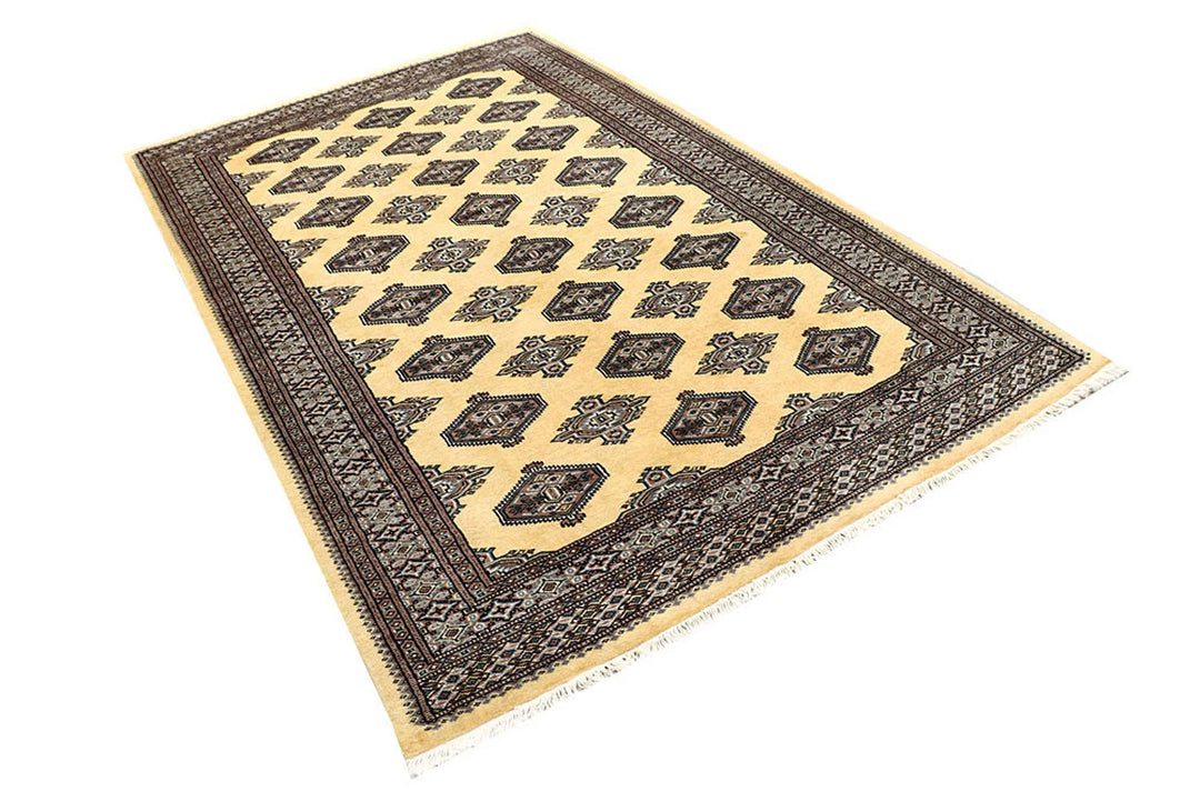 Yellow Pakistani Jaldar Rug 5' x 8' 1" Hand-Knotted | No. QA18190