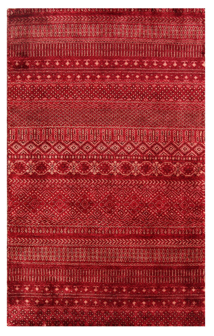 Brown Pakistani Gabbeh Rug 3' 1" x 5' 1" Hand-Knotted | No. QA18296