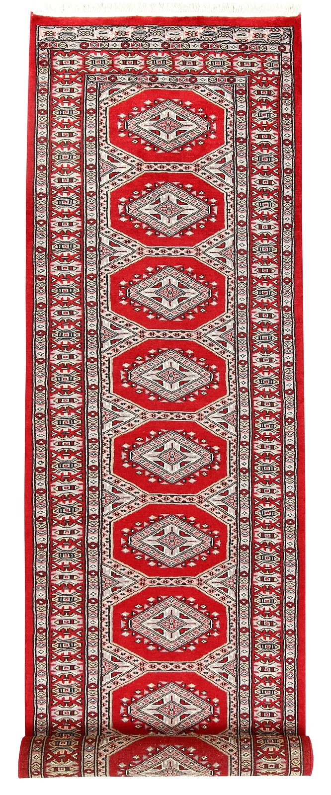 Red Pakistani Jaldar Rug 2' 4" x 9' 1" Hand-Knotted | No. QA18380