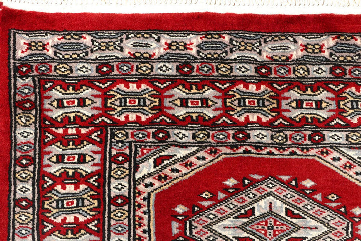 Red Pakistani Jaldar Rug 2' 4" x 9' 1" Hand-Knotted | No. QA18380