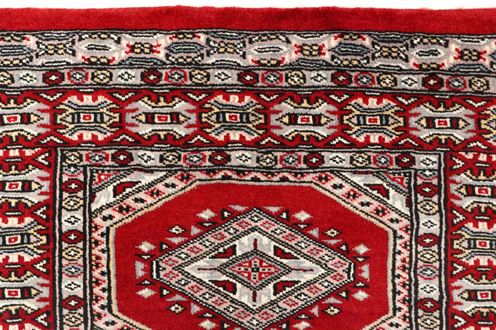 Red Pakistani Jaldar Rug 2' 4" x 9' 1" Hand-Knotted | No. QA18380