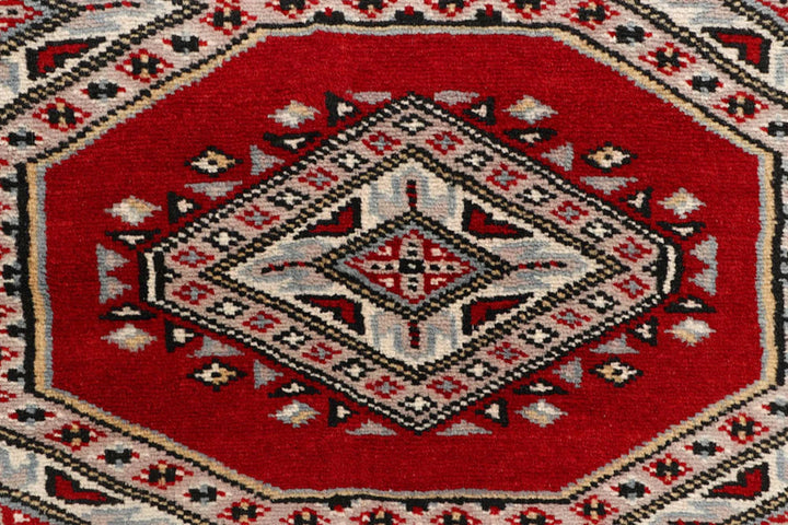 Red Pakistani Jaldar Rug 2' 4" x 9' 1" Hand-Knotted | No. QA18380