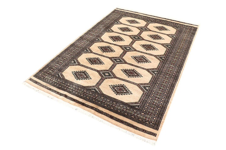 Brown Pakistani Jaldar Rug 4' 7" x 6' 8" Hand-Knotted | No. QA18448