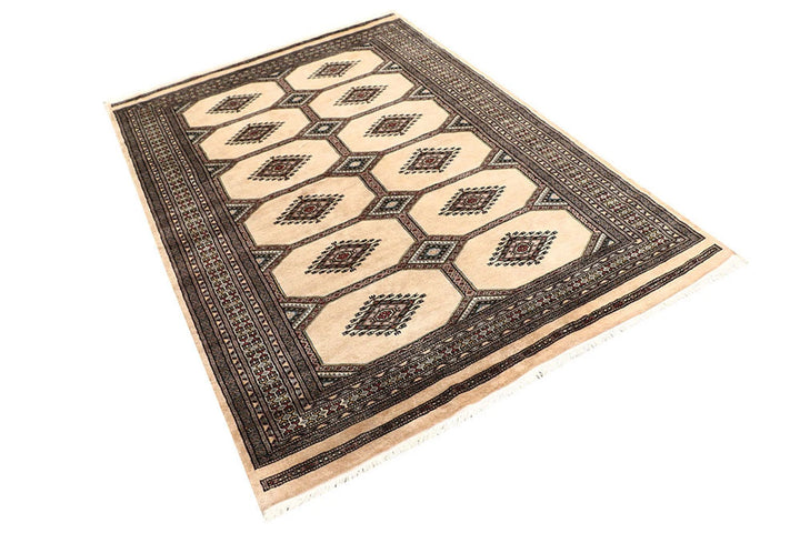 Brown Pakistani Jaldar Rug 4' 7" x 6' 8" Hand-Knotted | No. QA18448
