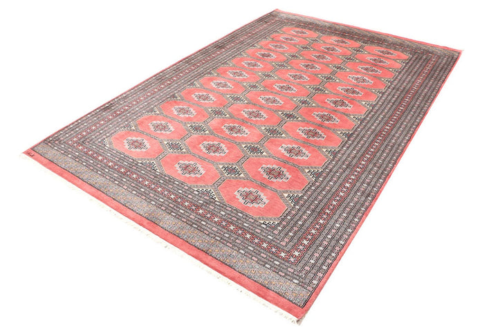Dark Salmon Pakistani Jaldar Rug 6' 8" x 10' 2" Hand-Knotted | No. QA18465