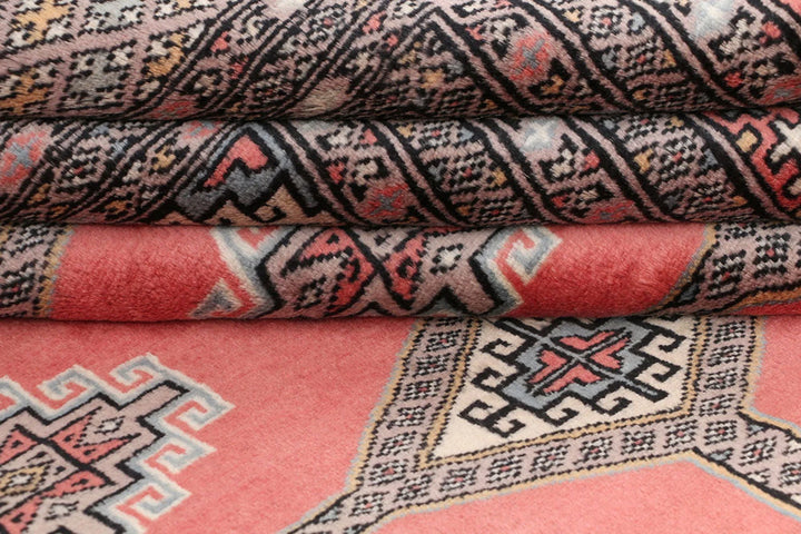 Dark Salmon Pakistani Jaldar Rug 6' 8" x 10' 2" Hand-Knotted | No. QA18465