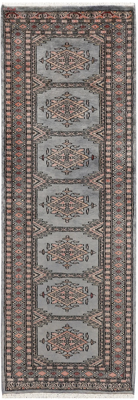 Dark Grey Pakistani Jaldar Rug 2' 1" x 5' 11" Hand-Knotted | No. QA18478