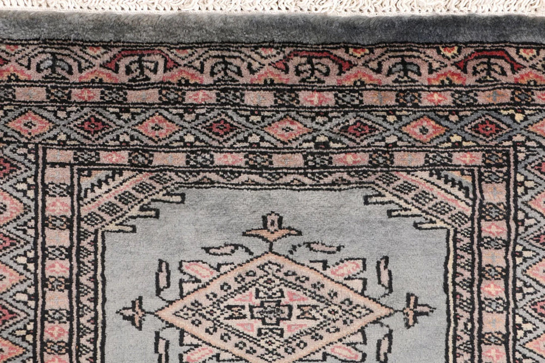 Dark Grey Pakistani Jaldar Rug 2' 1" x 5' 11" Hand-Knotted | No. QA18478