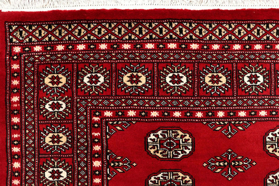 Red Pakistani Bokhara Rug 8' x 10' Hand-Knotted | No. QA18511