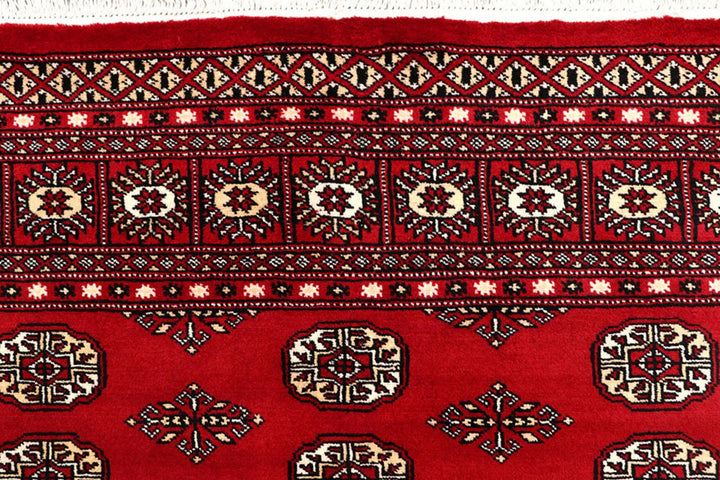 Red Pakistani Bokhara Rug 8' x 10' Hand-Knotted | No. QA18511