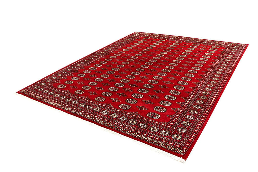 Red Pakistani Bokhara Rug 8' x 10' Hand-Knotted | No. QA18511