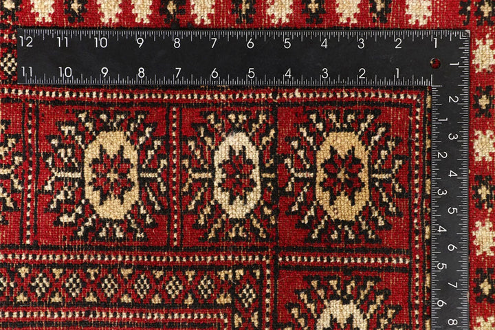 Red Pakistani Bokhara Rug 8' x 10' Hand-Knotted | No. QA18511