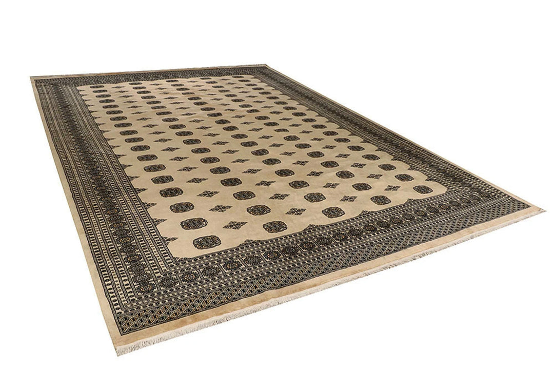 Brown Pakistani Bokhara Rug 10' 1" x 14' 1" Hand-Knotted | No. QA18526