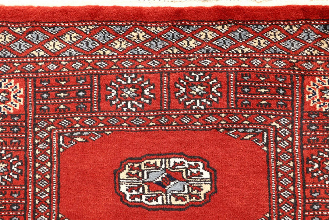 Tomato Pakistani Bokhara Runner 2' 7" x 14' 1" Hand-Knotted | No. QA18544