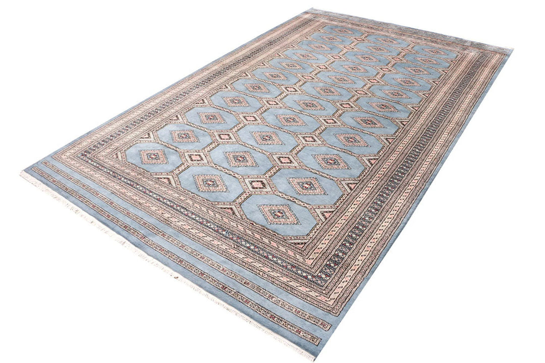 Light Slate Grey Pakistani Jaldar Rug 6' 7" x 10' 9" Hand-Knotted | No. QA18934