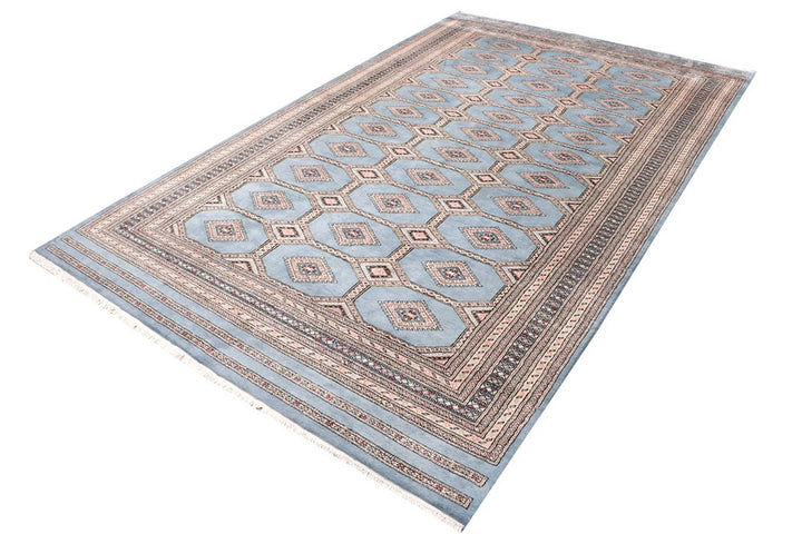 Light Slate Grey Pakistani Jaldar Rug 6' 7" x 10' 9" Hand-Knotted | No. QA18934