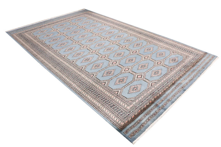 Light Slate Grey Pakistani Jaldar Rug 6' 7" x 10' 9" Hand-Knotted | No. QA18934
