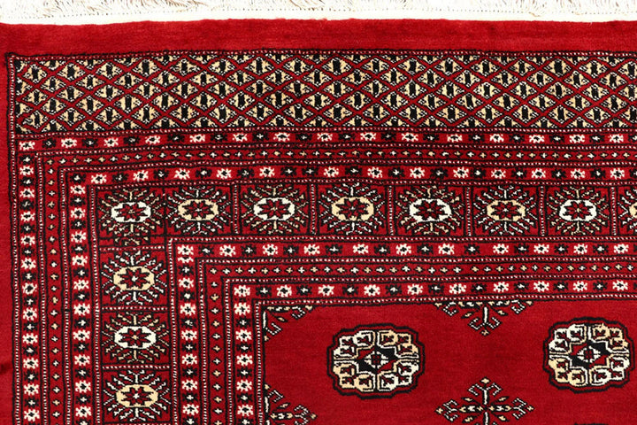 Red Pakistani Bokhara Rug 8'2" x 9'9" Hand-Knotted | No. QA18988