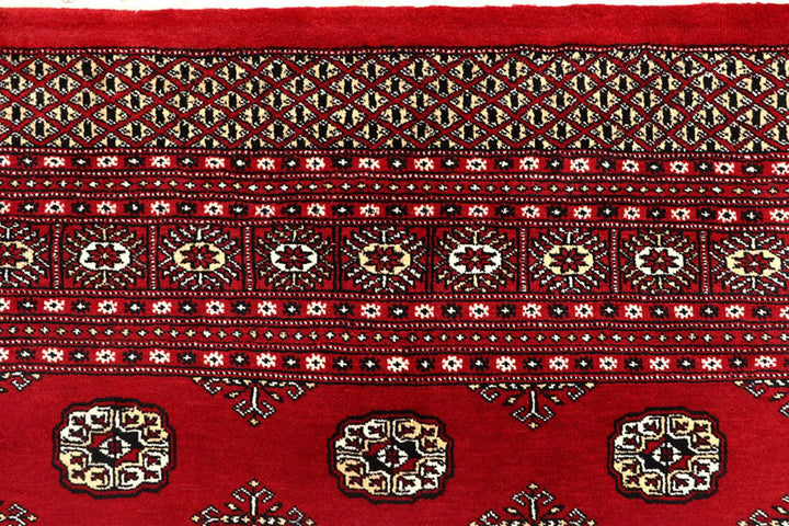 Red Pakistani Bokhara Rug 8'2" x 9'9" Hand-Knotted | No. QA18988