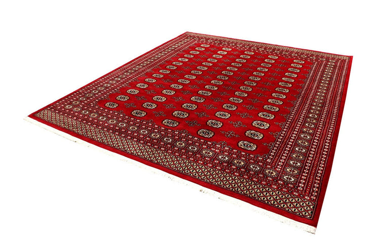 Red Pakistani Bokhara Rug 8'2" x 9'9" Hand-Knotted | No. QA18988