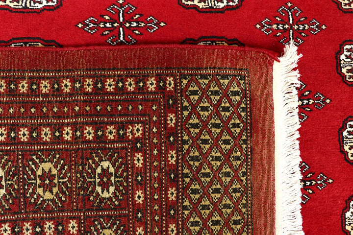 Red Pakistani Bokhara Rug 8'2" x 9'9" Hand-Knotted | No. QA18988