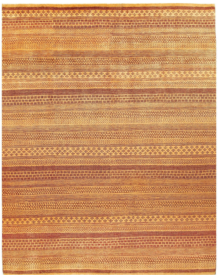 Brown Pakistani Gabbeh Rug 8' 2" x 10' 2" Hand-Knotted | No. QA19155